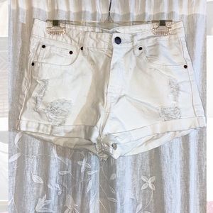 White denim shorts